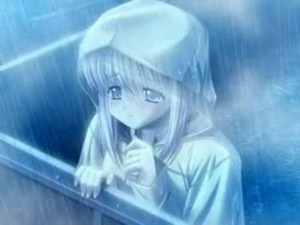 Create meme: sad anime, rain anime