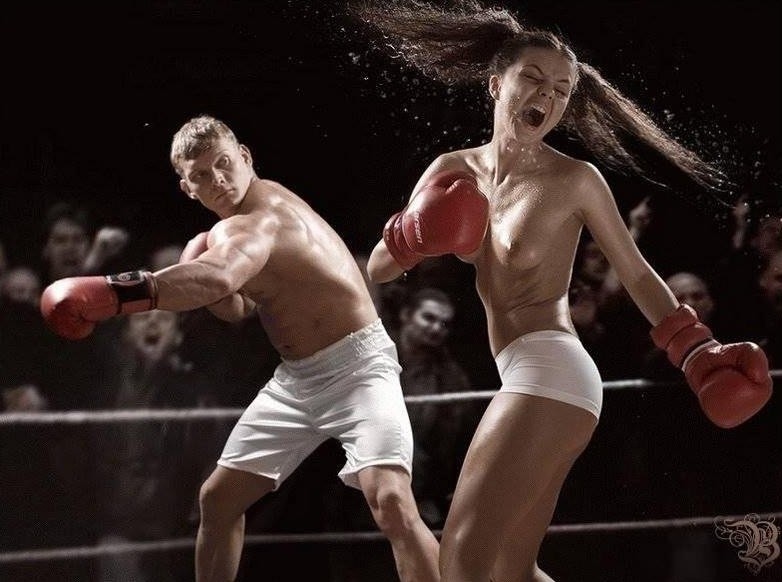 Create meme: Boxing man vs women, boxing girl vs guy, Boxing 