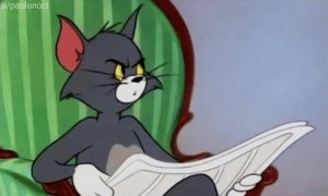 Create meme: meme of Tom and Jerry, tom and jerry tom, Tom and Jerry Tom with the newspaper