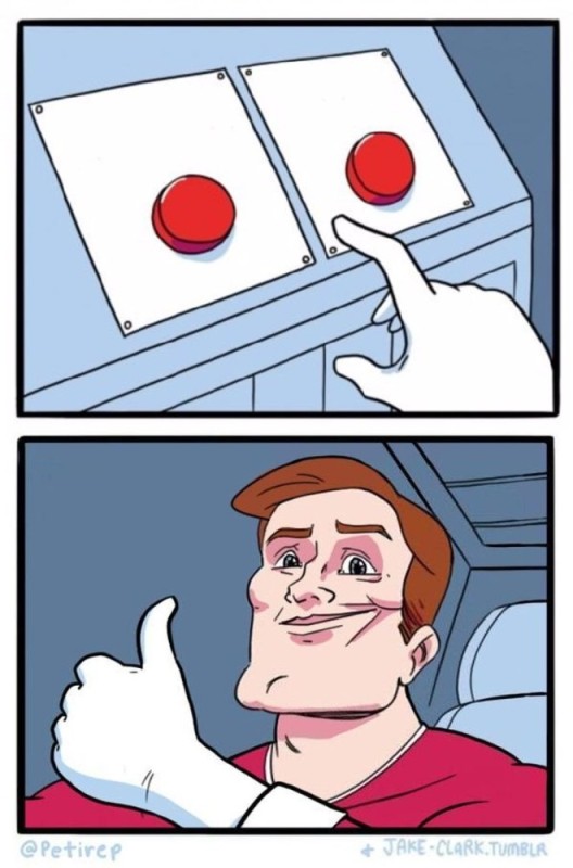 Create meme: meme two buttons template, red button meme, difficult choice meme