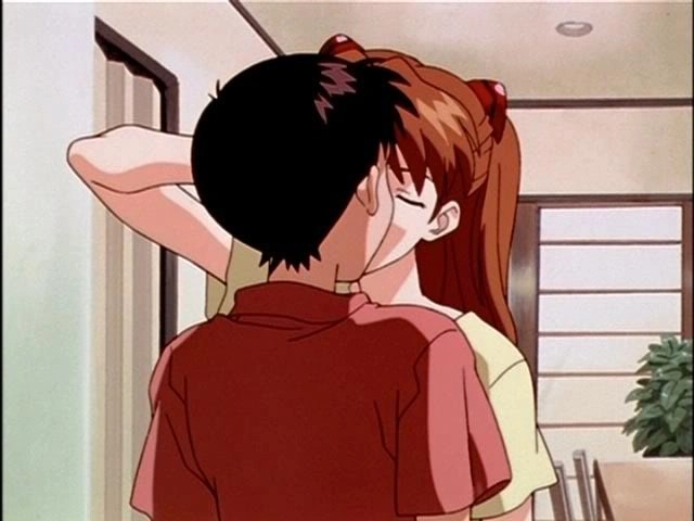 Create meme: Asuka and Shinji kiss, evangelion, Evangelion Shinji and Asuka kiss