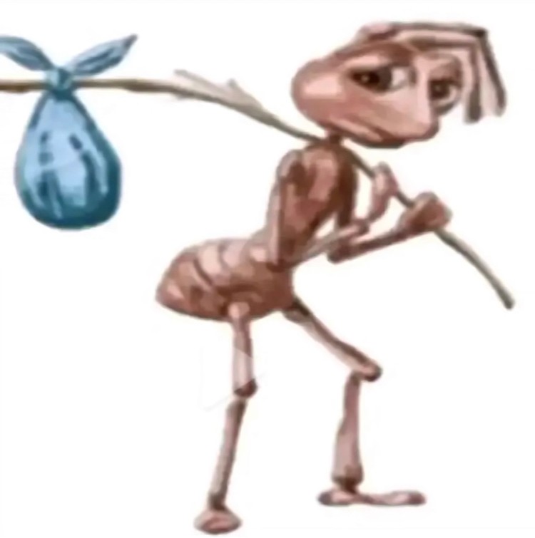 Create meme: ant with a bag, ant with a bag meme, an ant with a knapsack