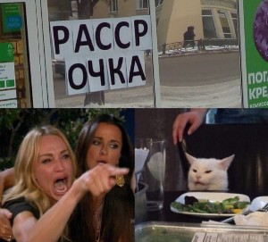 Создать мем: девушки орут на кота, мем кот и две девушки, кот в кафе мем