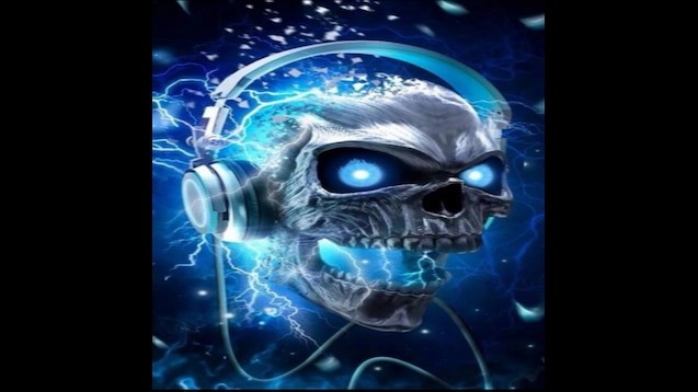 Create meme: cool skeleton, skull with headphones, electric skull
