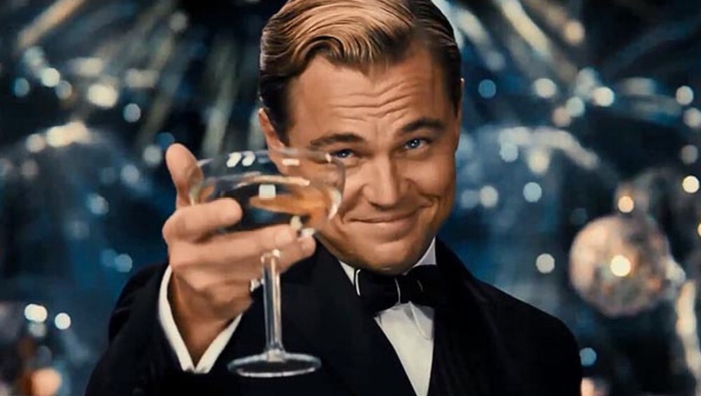 Create meme "DiCaprio raises a glass, Leonardo DiCaprio raises a glass