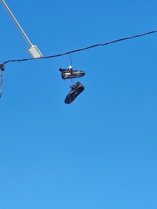 Create meme: crosses on wires, on the wires, shoes 