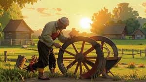 Create meme: cart wheel, Peasants painting, wooden wheel