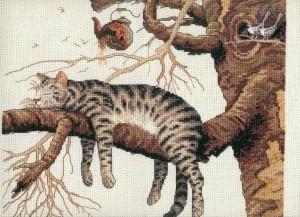 Create meme: cross stitch cats, tired cat embroidery dimensions, dimensions 35087-too tired