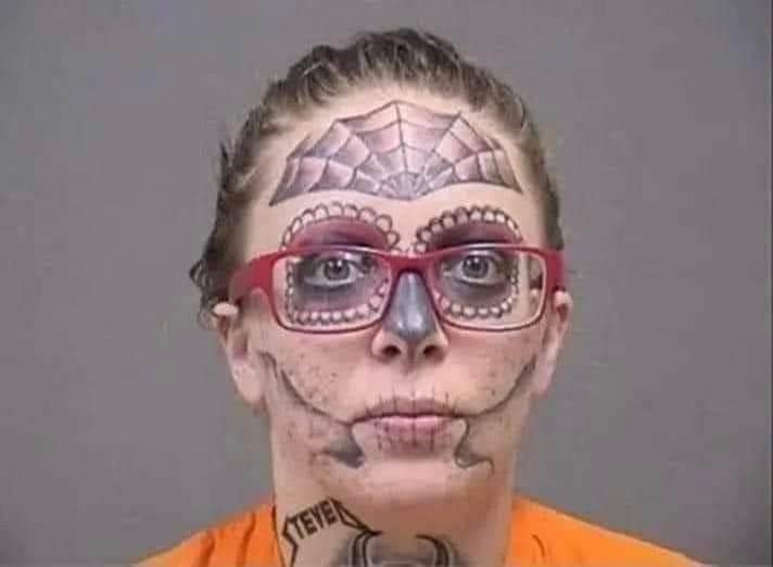 Create meme: tattoo on the girl's face, tattoo on the face, tattoos on the face