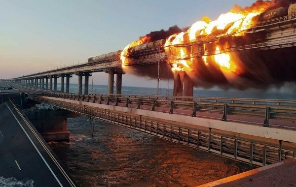 Create meme: the Crimean bridge was blown up, Crimean bridge , crimean bridge explosion