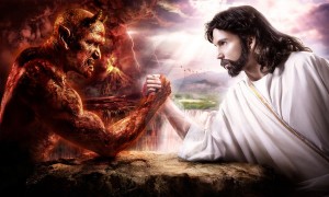 Создать мем: борьба со злом, бог против дьявола, бог против дьявола картина