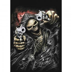 Создать мем: черепа, обои на телефон скелет с пистолетом, тема череп с пистолетами