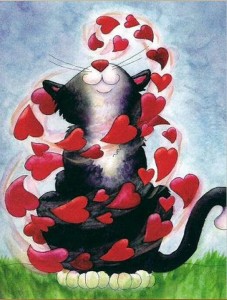 Create meme: spring cat, love cat, cat art