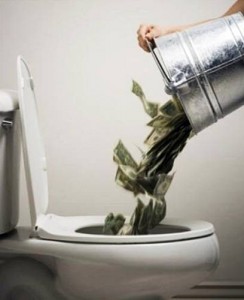 Create meme: money, waste, in the toilet