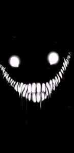 Create meme: horror stories at night, evil smile, the smile on black background