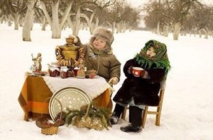 Create meme: warms each other, winter, winter picnic