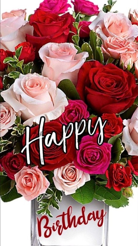 Create meme: postcard with roses, flower "happy birthday", beautiful happy birthday cards