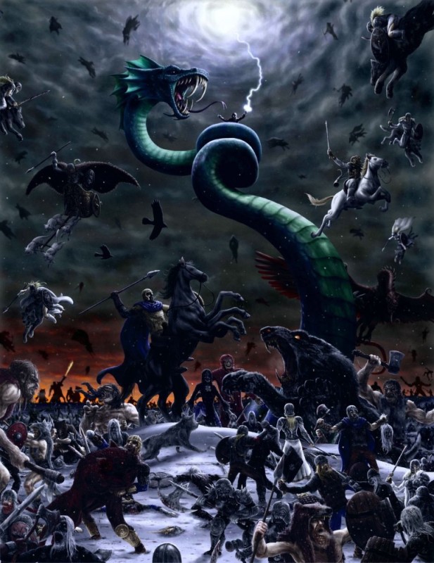 Create meme: ermungand the serpent ragnarok, ragnarok the death of the gods, ragnarok mythology
