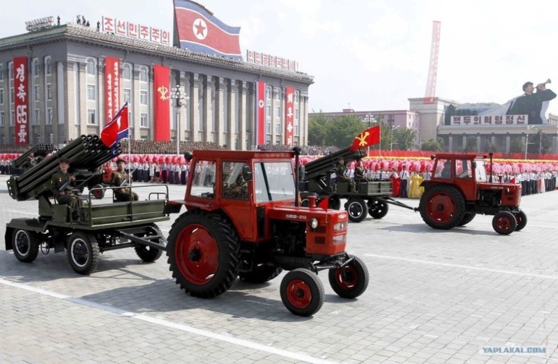 Create meme: North Korea tractors on parade, North Korea's combat tractors, combat tractors of the DPRK