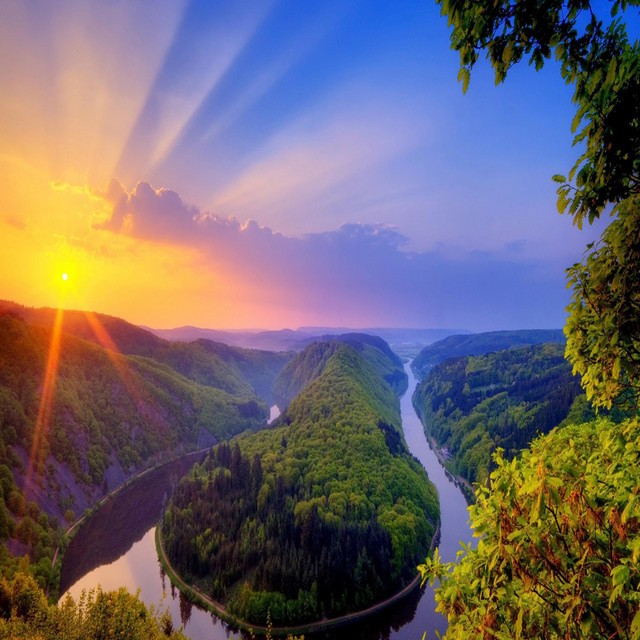 Create meme: nature sunrise, the river is beautiful, nature 