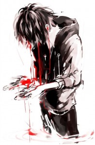 Create meme: anime boy art, anime dark art, bloody anime