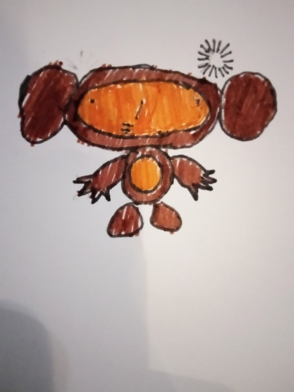 Create meme: drawing cheburashka, cheburashka, cheburashka children's drawing