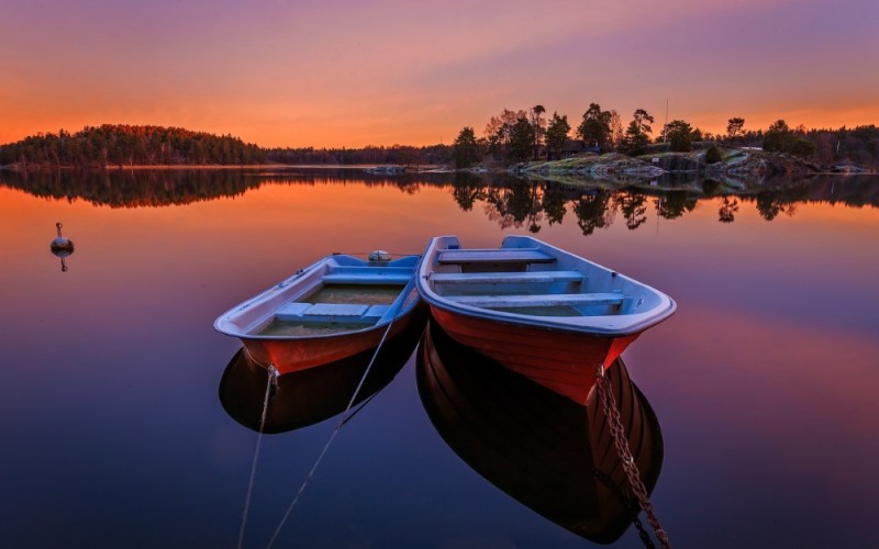 Create meme: boat at sunset, river boat, boat on the river bank