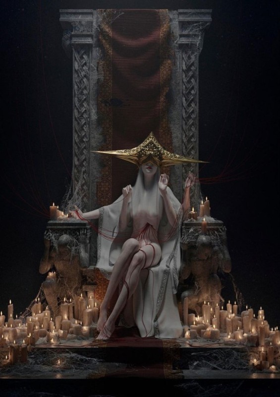 Create meme: On the throne of art, Dark Goddess art, fantasy drawings