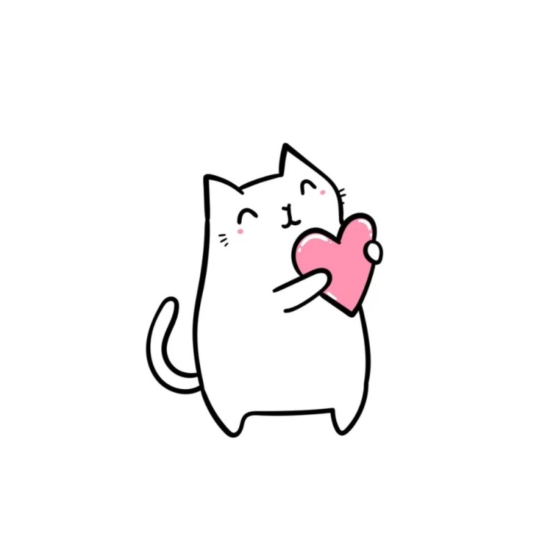 Create meme: drawing of a cat with a heart, cute drawings, easy drawings for drawing cats