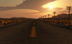 Создать мем: обои дорога 1680х1050, пустыня дорога закат арт, обои америка закат