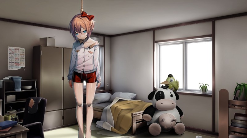 Create meme: The hanged saeri, Sayori doki doki room, sayori ddlk