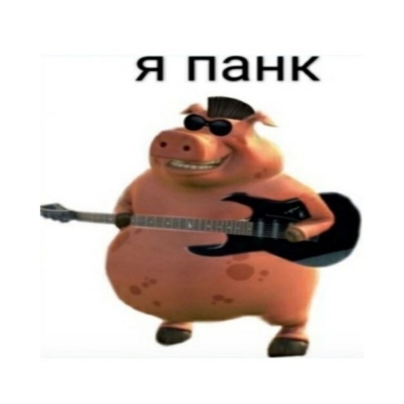 Создать мем: я панк, свинья с гитарой, свинья панк