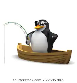 Create meme: dinghy, illustration, 3 penguins fishing