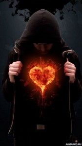 Create meme: pictures sercam of potsan, fire heart, heart burns guy