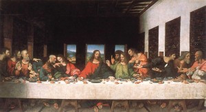 Create meme: last supper, portrait of Leonardo da Vinci, the last supper