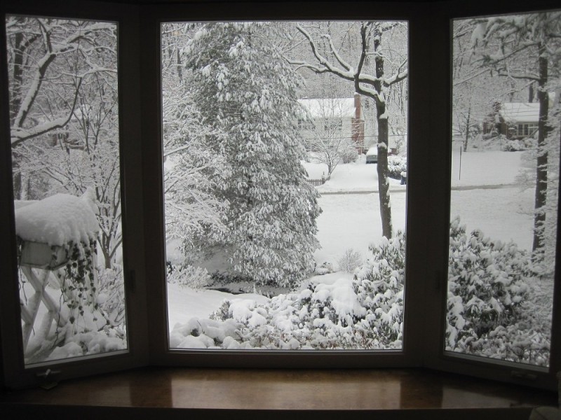Create meme: winter window, Winter from the window, snow outside the window