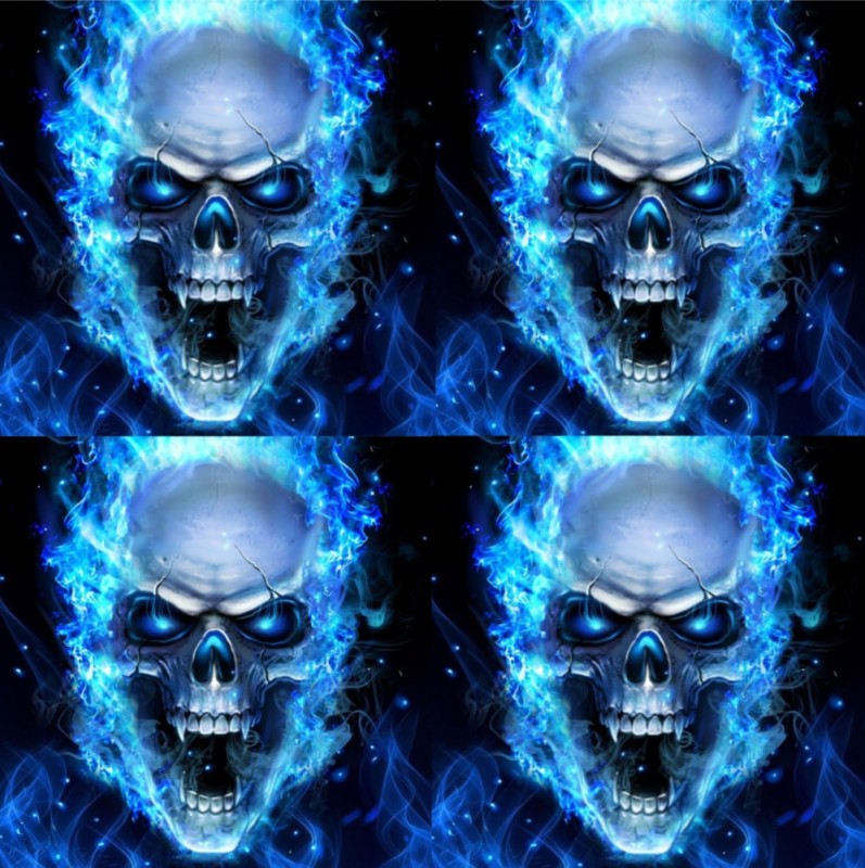 Create meme: the fiery skull, blue skull, cool skulls