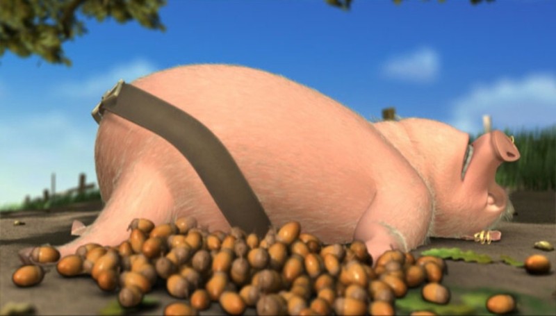 Создать мем: безымянный трехмерный мультфильм студии мельница, свинья из мультика, свинья под дубом