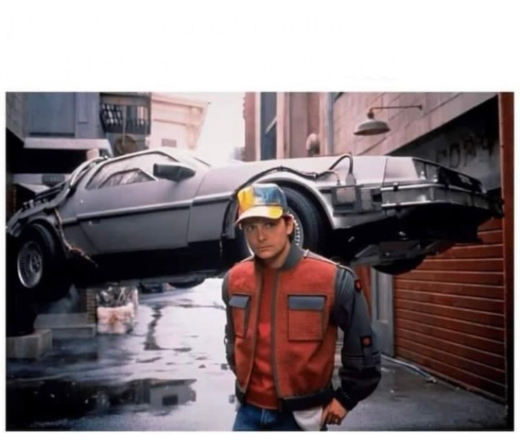 Create meme: Marty McFly back to the future, Marty McFly and Delorean, back to the future 2 movie 1989