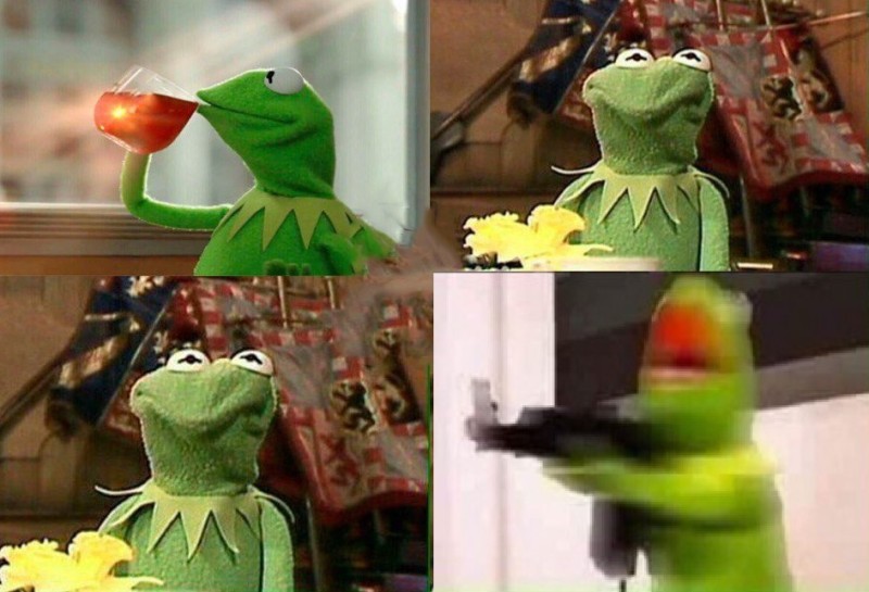 Создать мем: лягушка с чаем мем, kermit, лягушонок кермит