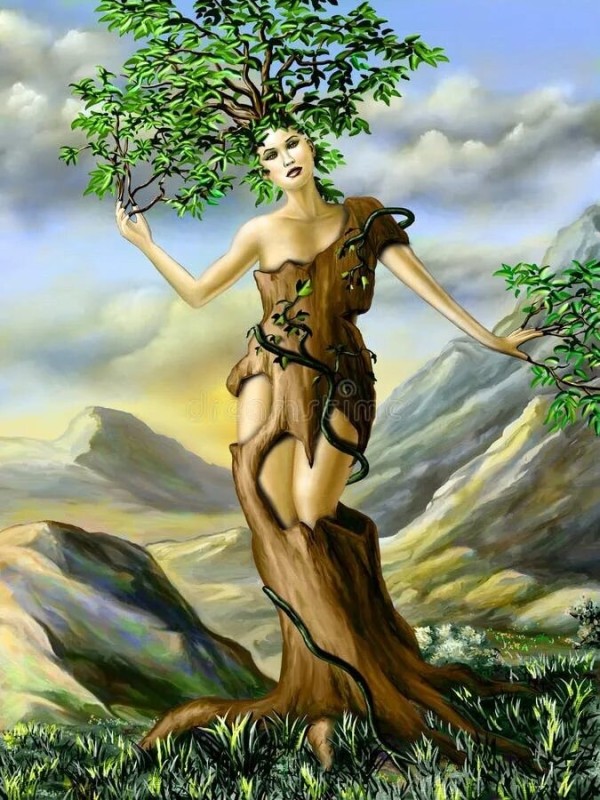 Создать мем: рисунок, женщина дерево, девушка дерево