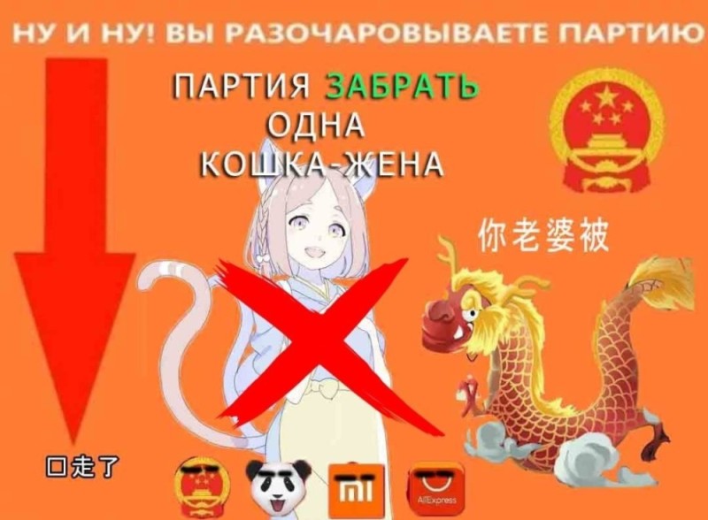 Создать мем: стикеры китайская партия, компартия китая, партия выдать кошка жена