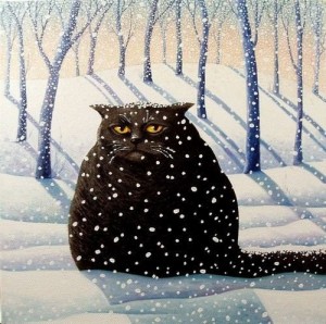 Create meme: snowfall, cats in art, I'm cold