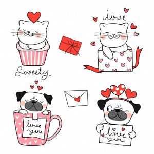 Create meme: cute cats, Valentine's day, draw cute drawings