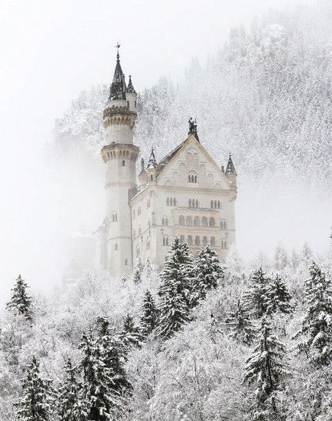 Create meme: Neuschwanstein castle, Neuschwanstein Castle in winter, Neuschwanstein Castle winter