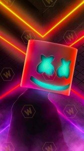 Create meme: neon, fortnite Wallpapers 4k marshmello, marshmallow DJ Wallpaper