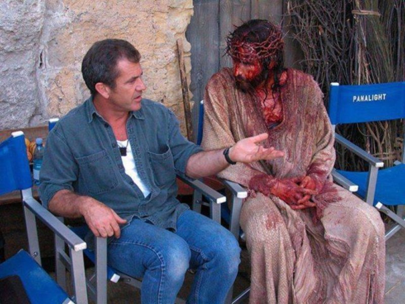 Create meme: Mel Gibson and Jesus, Mel Gibson the passion of the Christ, James caviezel jesus christ