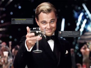 Create meme: Leonardo DiCaprio, the great Gatsby Leonardo DiCaprio with a glass of, DiCaprio glass