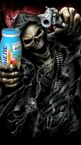 Create meme: darkness, skull with guns, skeleton with a gun