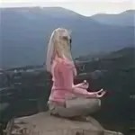 Create meme: Meditating on a rock, meditation , A girl meditates in the mountains